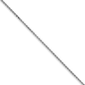 0.85mm 14k White Gold Diamond Cut Round Wheat Chain Necklace, 18 Inch